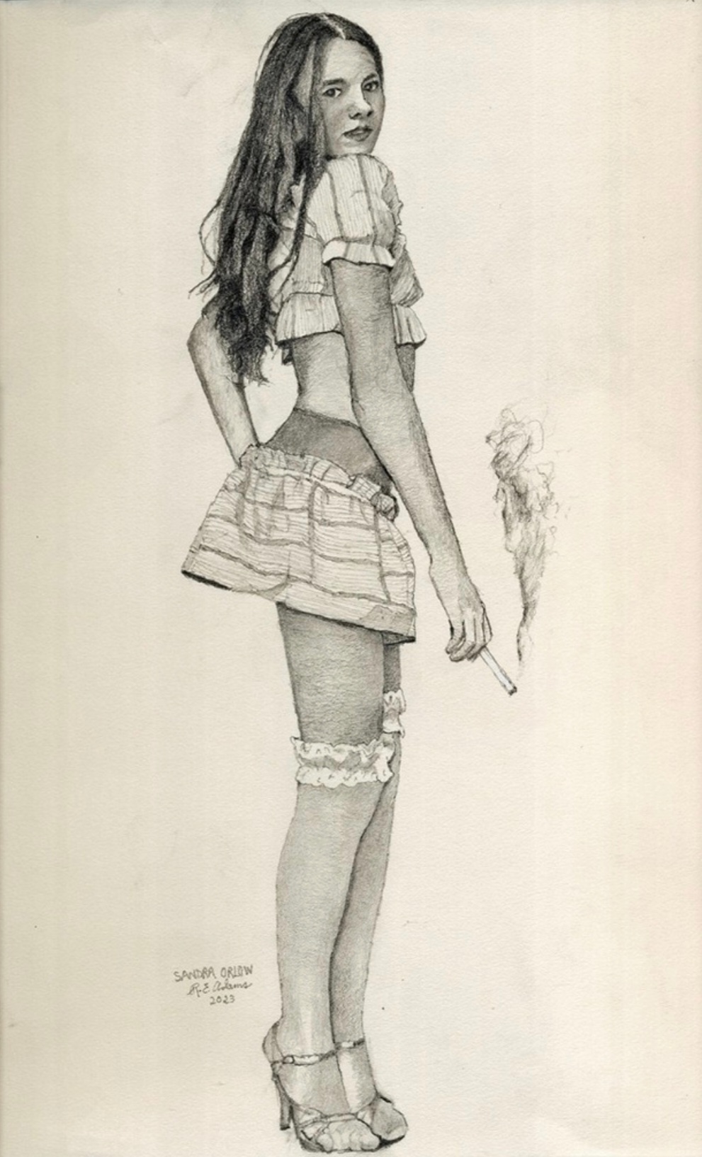 Sandra pencil drawn