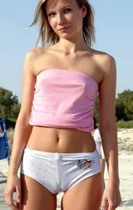 Beach white cameltoe