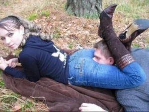 Jeans pussy eating