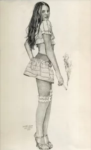 Sandra pencil drawn