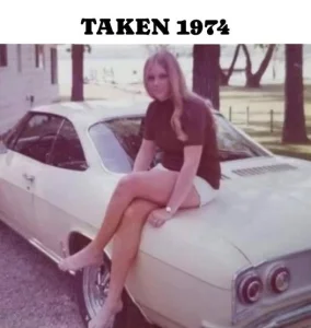 Back of picture reads she pissed off dad he told her to sit on his hot car burning her legs